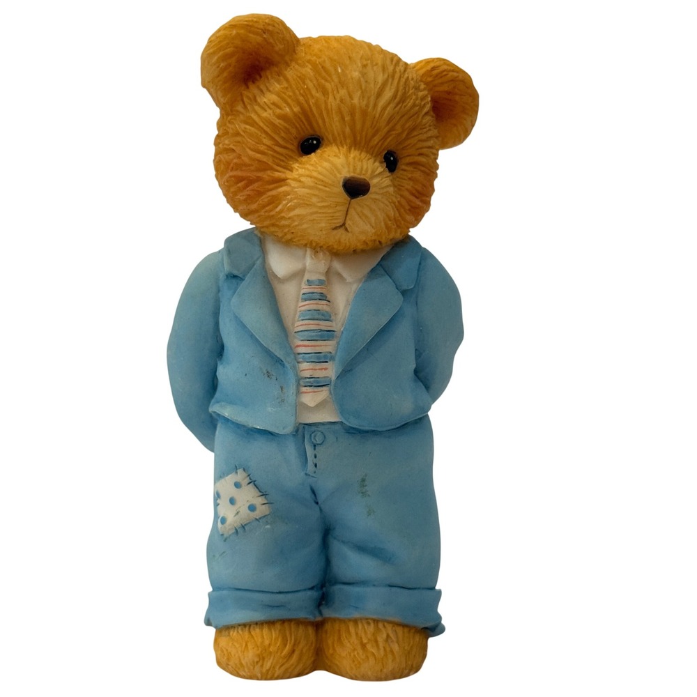 Vintage 1993 P.H. Teddy Bear Figurine Father of Strength Blue Suit 624888